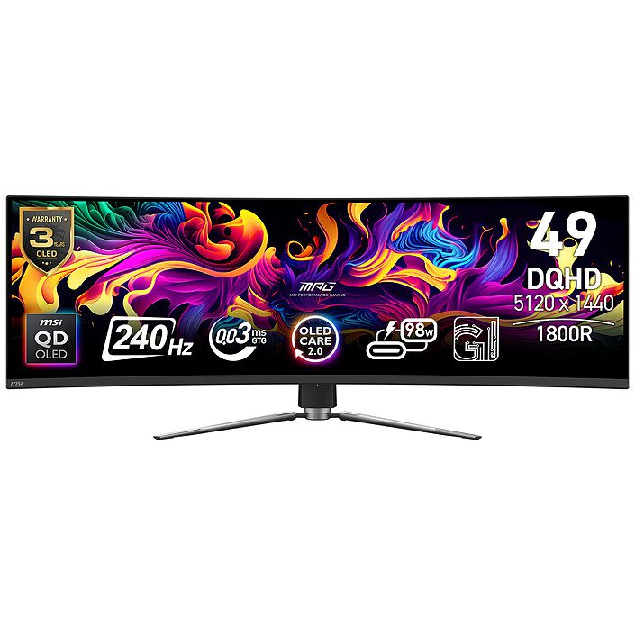 MSI 49" LED - MPG 491CQPX QD-OLED 1 écran pc MSI 49 pouces