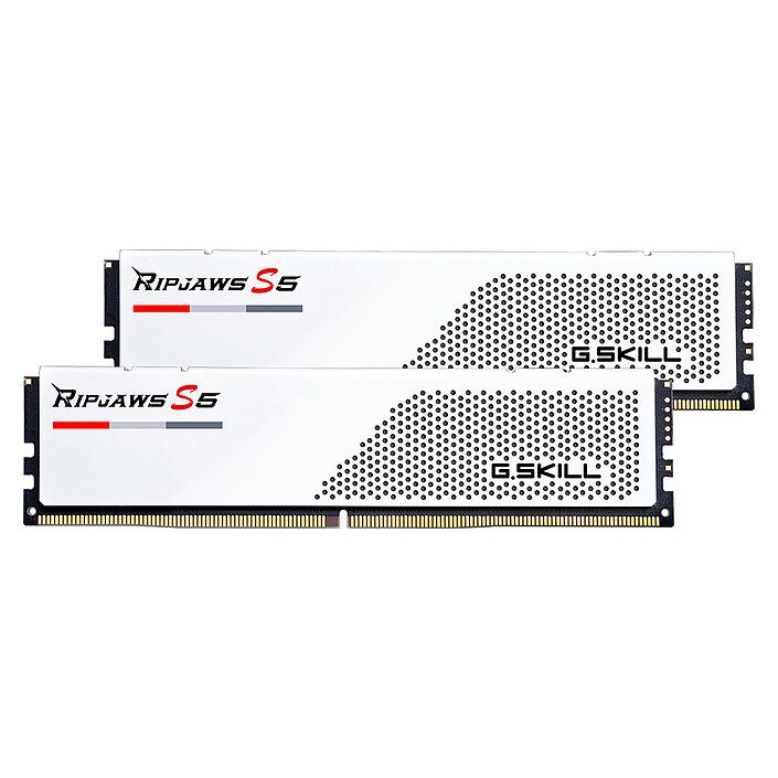 G.Skill RipJaws S5 Low Profile 96 Go (2 x 48 Go) DDR5 6000 MHz CL30 - Blanc 1 RAM G.Skill DDR5 6000 MHz 96 Go