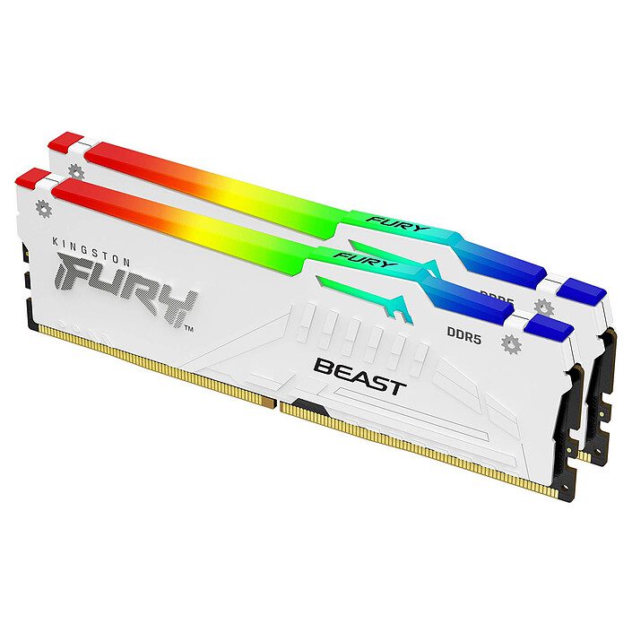 Kingston FURY Beast RGB 64 Go (2 x 32 Go) DDR5 6000 MHz CL30 - Blanc 1 RAM Kingston DDR5 6000 MHz 64 Go
